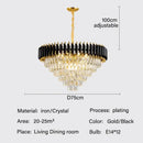 Modern black and gold crystal pendant chandelier dining room light