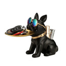 Modern black and gold decorbites bulldog statue living room key tray
