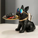 Modern black and gold decorbites bulldog statue living room key tray