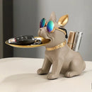 Modern black and gold decorbites bulldog statue living room key tray