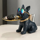 Modern black and gold decorbites bulldog statue living room key tray