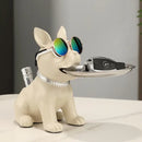 Modern black and gold decorbites bulldog statue living room key tray