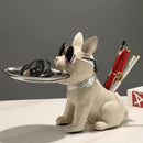 Modern black and gold decorbites bulldog statue living room key tray