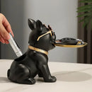Modern black and gold decorbites bulldog statue living room key tray