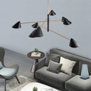 Modern black and gold decorbites cone shade chandelier dining room