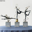 Modern black and gold decorbites gymnast figures living room sculpture