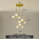 Modern black and gold glass ball pendant light for living room