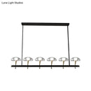 DecorBites™ Black Glass Island Pendant Light with 4/6 Clear Mushroom Shades - Ideal for Restaurants