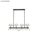 DecorBites™ Black Glass Island Pendant Light with 4/6 Clear Mushroom Shades - Ideal for Restaurants