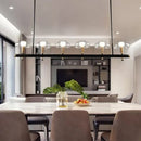 DecorBites™ Black Glass Island Pendant Light with 4/6 Clear Mushroom Shades - Ideal for Restaurants