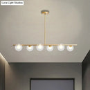 DecorBites™ Black/Gold Metallic Hanging Chandelier - Clear Glass Ball Island Light for Dining Table with 6 Modern Lights