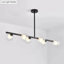 DecorBites™ Black/Gold Metallic Hanging Chandelier - Clear Glass Ball Island Light for Dining Table with 6 Modern Lights