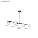 DecorBites™ Black/Gold Metallic Hanging Chandelier - Clear Glass Ball Island Light for Dining Table with 6 Modern Lights