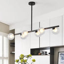 DecorBites™ Black/Gold Metallic Hanging Chandelier - Clear Glass Ball Island Light for Dining Table with 6 Modern Lights