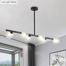 DecorBites™ Black/Gold Metallic Hanging Chandelier - Clear Glass Ball Island Light for Dining Table with 6 Modern Lights