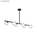 DecorBites™ Black/Gold Metallic Hanging Chandelier - Clear Glass Ball Island Light for Dining Table with 6 Modern Lights