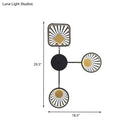Modern black and gold sunburst led wall sconce dining room fixture
