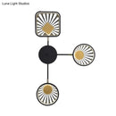 Modern black and gold sunburst led wall sconce dining room fixture