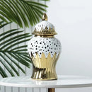 Modern black and golden porcelain jar living room honeycomb decor