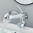 Modern black and grey waterfall mixer tap bathroom basin faucet