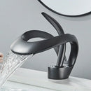 Modern black and grey waterfall mixer tap bathroom basin faucet