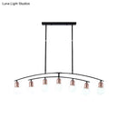 Modern black and rose gold linear chandelier dining room island light