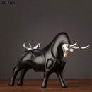 Modern black and silver bull sculpture living room decorfigurine