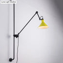 Modern black and white articulated bedroom wall lamp direct wired