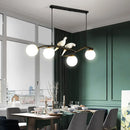 DecorBites™ Contemporary White Glass Island Light Pendant with Birds - 4-Head Dining Room Fixture - Adjustable Cord