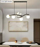 Modern black and white bird linear island pendant light dining room