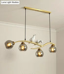 Modern black and white bird linear island pendant light dining room