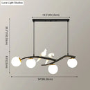 Modern black and white bird linear island pendant light dining room