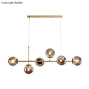 Modern black and white bird linear island pendant light dining room