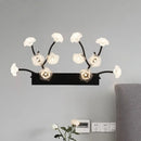 Modern black and white blossom clear glass wall light bedroom