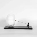 Modern black and white cartoon balloon man sculpture living room decor