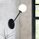 Modern black and white glass globe wall sconce dining room light