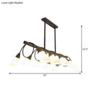 DecorBites™ Modern White Glass Linear Kitchen Pendant Light Fixture - 6/8/10 Lights - Black Hanging Lamp Kit - Down/Up