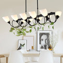 DecorBites™ Modern White Glass Linear Kitchen Pendant Light Fixture - 6/8/10 Lights - Black Hanging Lamp Kit - Down/Up