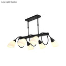 DecorBites™ Modern White Glass Linear Kitchen Pendant Light Fixture - 6/8/10 Lights - Black Hanging Lamp Kit - Down/Up
