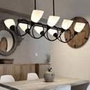 DecorBites™ Modern White Glass Linear Kitchen Pendant Light Fixture - 6/8/10 Lights - Black Hanging Lamp Kit - Down/Up
