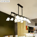 DecorBites™ Modern White Glass Linear Kitchen Pendant Light Fixture - 6/8/10 Lights - Black Hanging Lamp Kit - Down/Up