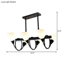 DecorBites™ Modern White Glass Linear Kitchen Pendant Light Fixture - 6/8/10 Lights - Black Hanging Lamp Kit - Down/Up