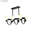 DecorBites™ Modern White Glass Linear Kitchen Pendant Light Fixture - 6/8/10 Lights - Black Hanging Lamp Kit - Down/Up