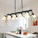 DecorBites™ Modern White Glass Linear Kitchen Pendant Light Fixture - 6/8/10 Lights - Black Hanging Lamp Kit - Down/Up
