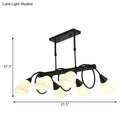 DecorBites™ Modern White Glass Linear Kitchen Pendant Light Fixture - 6/8/10 Lights - Black Hanging Lamp Kit - Down/Up