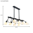 DecorBites™ Modern White Glass Linear Kitchen Pendant Light Fixture - 6/8/10 Lights - Black Hanging Lamp Kit - Down/Up