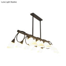 DecorBites™ Modern White Glass Linear Kitchen Pendant Light Fixture - 6/8/10 Lights - Black Hanging Lamp Kit - Down/Up