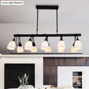 DecorBites™ Modern White Glass Linear Kitchen Pendant Light Fixture - 6/8/10 Lights - Black Hanging Lamp Kit - Down/Up