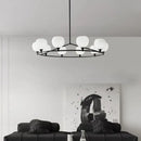 DecorBites™ Brass and White Glass Pendant Lamp with Adjustable Height