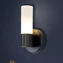 DecorBites™ Modern Cylinder White Glass Sconce Lamp with 1 Black LED Light - Wall Mounted Fixture